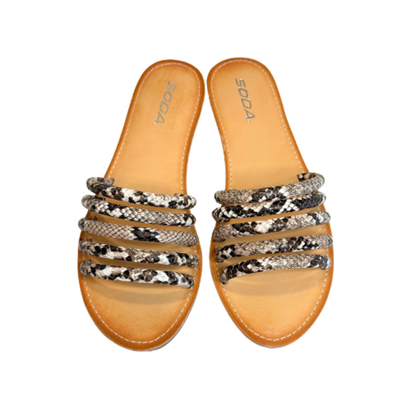 SODA Dorcey Snakeskin Multi Python Strappy Slides Size 9 - Picture 3 of 10